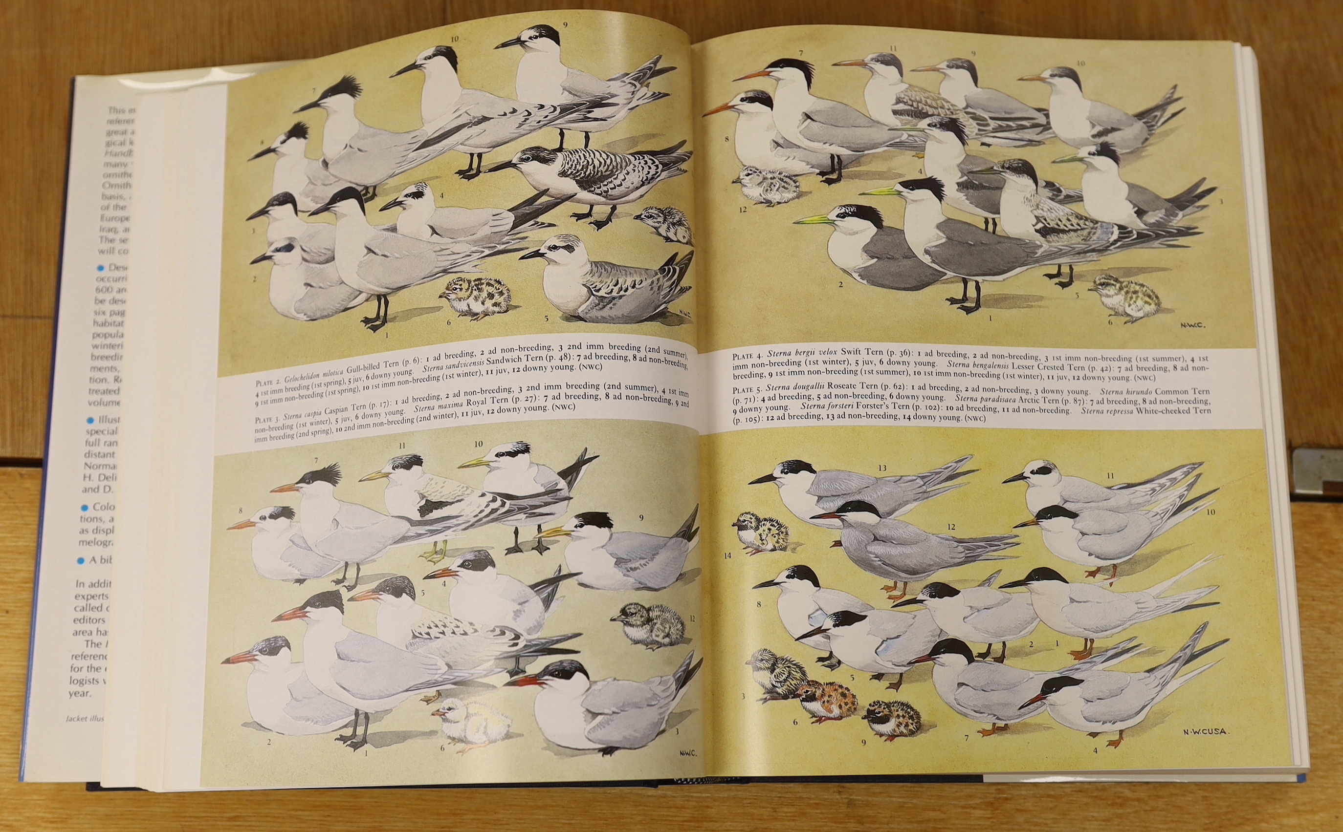 Cramp, Stanley, Perrins, C.M. & Others - Handbook of the Birds of Europe, the Middle East and North Africa; the birds of the Western Palearctic. 9 vols, many coloured plates and other illus., e/p. maps; publisher's gilt